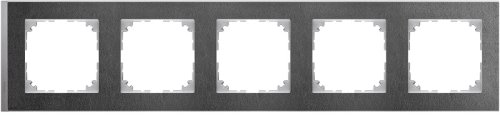 Рамка универсальная Schneider Electric Merten M-Pure Decor 5-м. сланец/алюминий  картинка